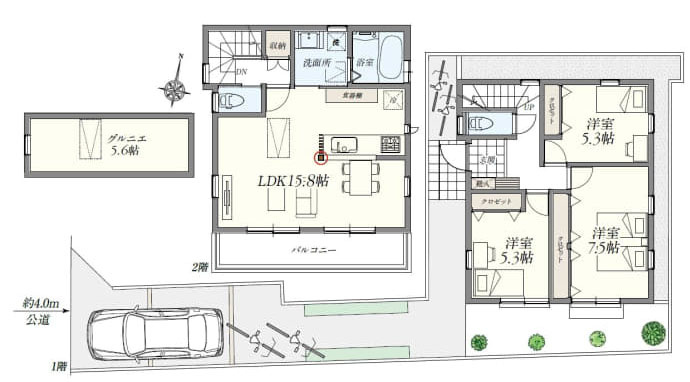三鷹市深大寺２丁目の中古一戸建の間取り