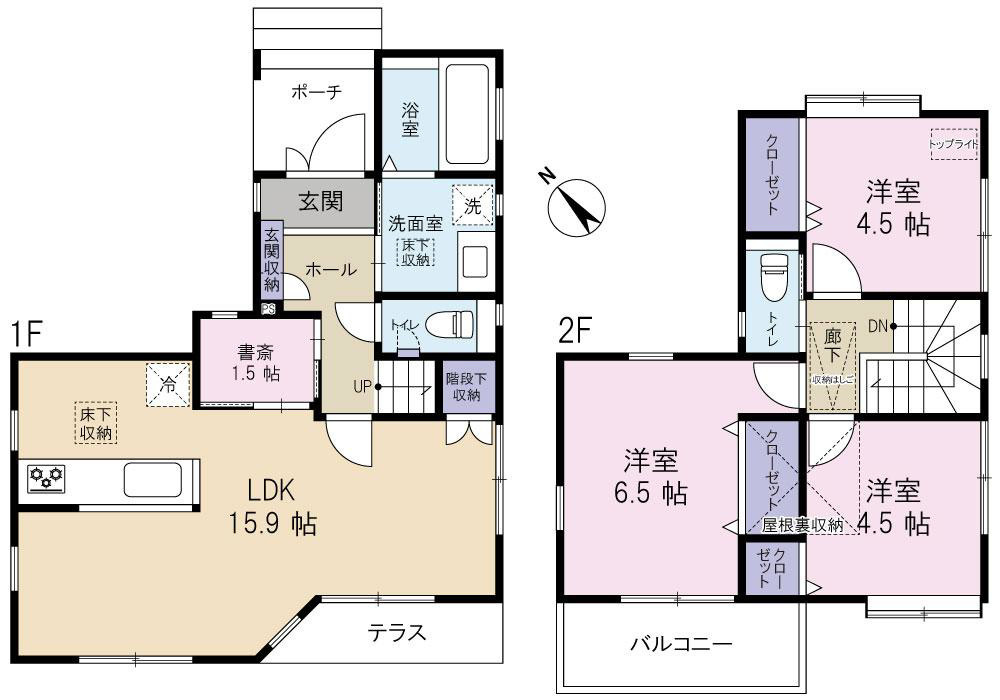 厚木市みはる野二丁目　中古戸建の間取り