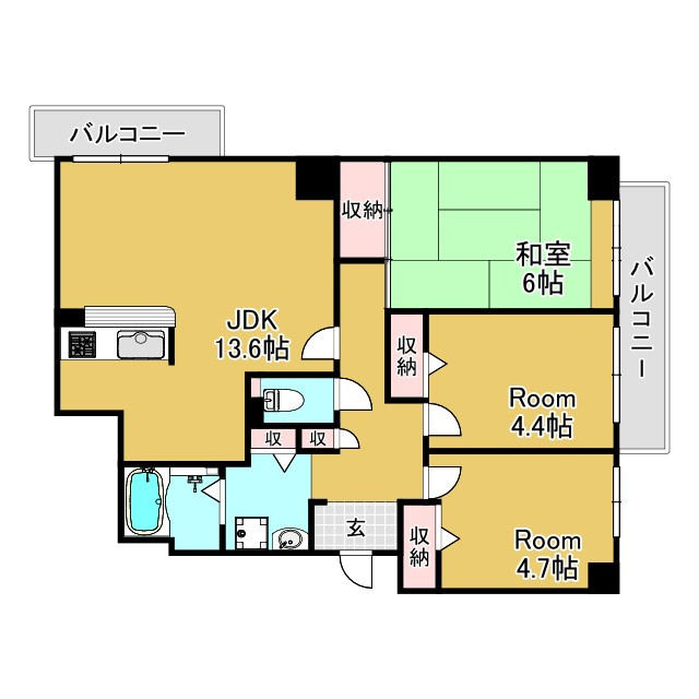 神戸市兵庫区浜崎通の賃貸マンションの間取り