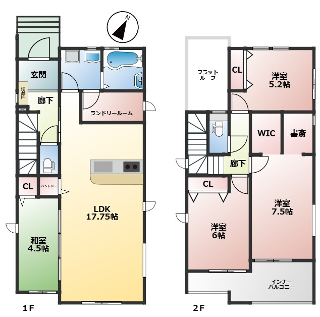 瀬戸市品野町6期2棟　建築条件付き土地の参考プラン