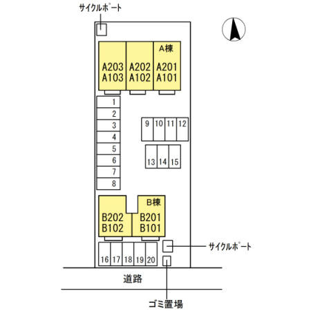 花笑み荘 B棟の区画図