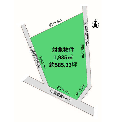 【商談中】中軽井沢 明るく平坦で拓けた売土地の土地図