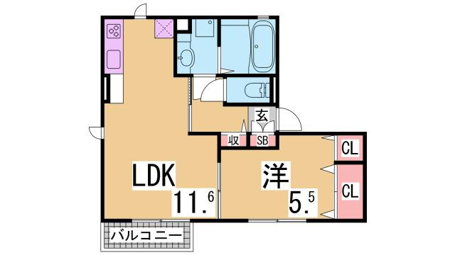 神戸市須磨区潮見台町５丁目のアパートの間取り