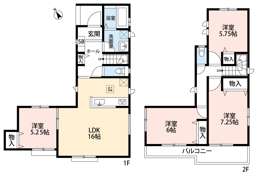 小牧市久保一色南　新築戸建の間取り|全居室収納あり
