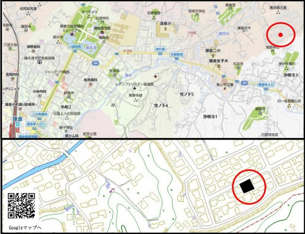 鎌倉市二階堂　デザイナーズ新築戸建の地図