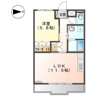 【間取り】 | レーベンヒル　２Ｆ１ＬＤＫＰ