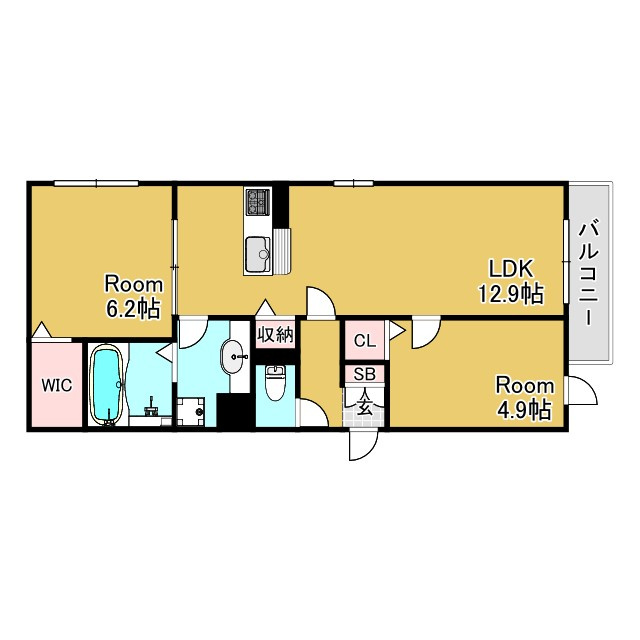 神戸市兵庫区三川口町１丁目のアパートの間取り