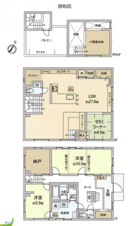 【間取り】 | 狭山市水野　令和3年築 | 2SLDK　土地面積：188.00平米　建物面積：132.48平米
