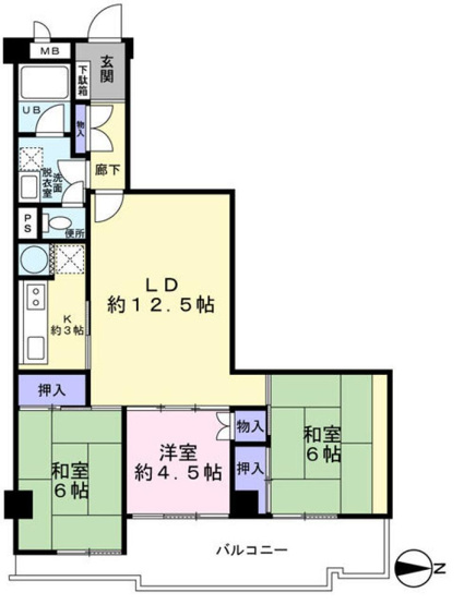 【間取り】 | タック本厚木 | 3LDKは、リビングダイニングキッチンと3つの居室がある間取り。ファミリー層に非常に人気の高い間取りで、広々としたリビングで家族団らんを楽しみ、個室でプライベートな時間も確保できるのが大きな魅力です。