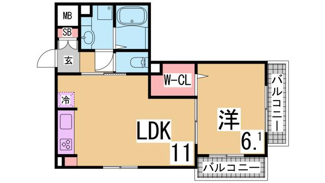 神戸市兵庫区兵庫町２丁目のアパートの間取り