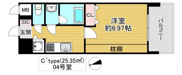 大阪市鶴見区放出東３丁目の賃貸マンションの間取り