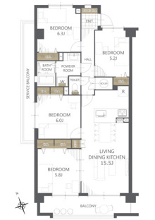 【間取り】サンコーポ幸 
