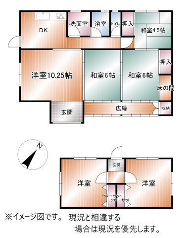 和泉市黒鳥町戸建（平屋）6DK（はなれ含む）の間取り