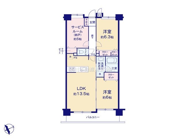 センチュリーめじろ台の間取り|～南東向き2SLDK　家事動線の良い間取りです～