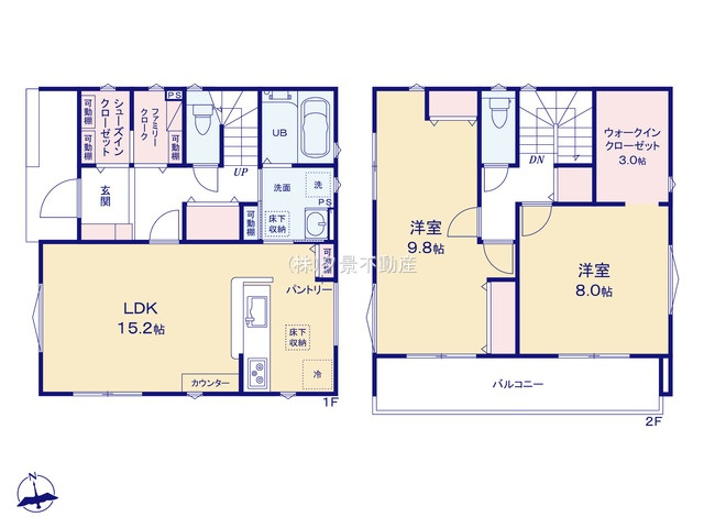 志木市柏町５丁目13-21新築一戸建ての間取り