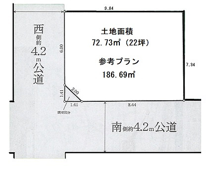 南麻布三丁目・売地の土地図
