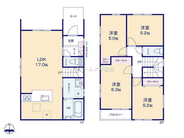 【間取り】 | 名古屋市中川区打中２丁目152『仲介料無料』新築戸建て | 1号棟