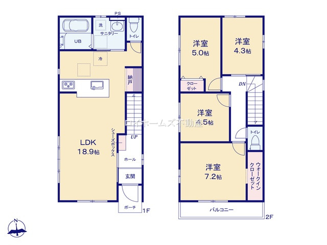 【間取り】 | 名古屋市中川区野田１丁目264『仲介料無料』新築戸建て | 1号棟