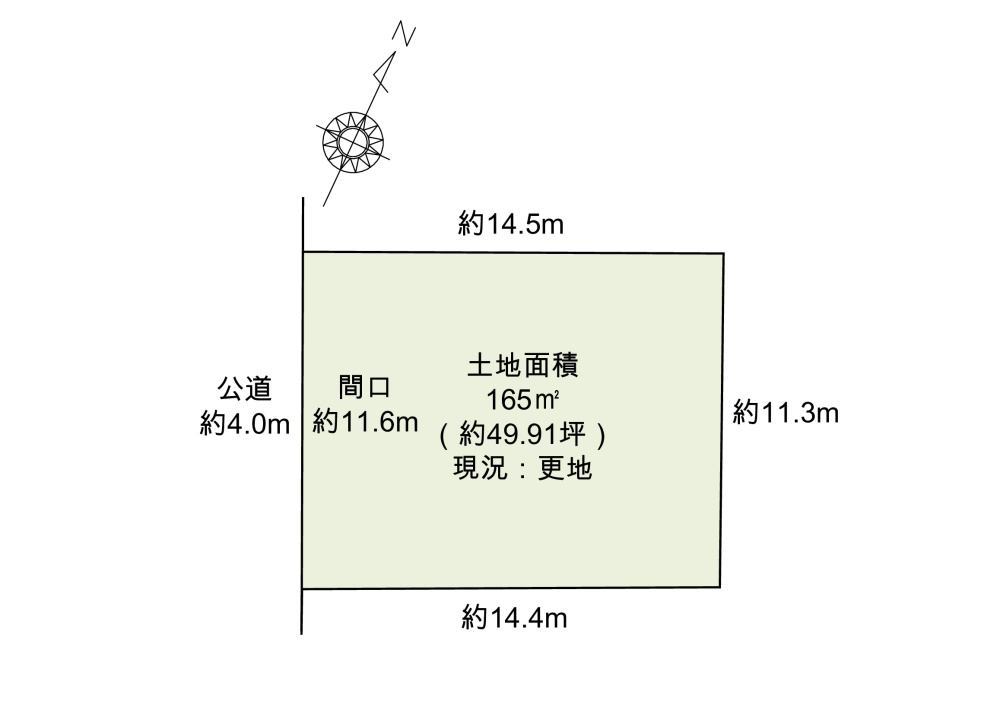長久手市岩作三ヶ峯土地の土地図|土地面積165㎡(約49.91坪)