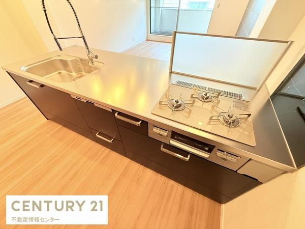 【キッチン】 | 浜口西２丁目　中古戸建 | 売主様こだわりリノベのキッチン！水栓が、海外風の自在に動かせるノズルタイプ！食洗機も付属しますので、充実設備です！