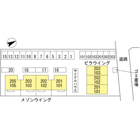ビラウイングの駐車場