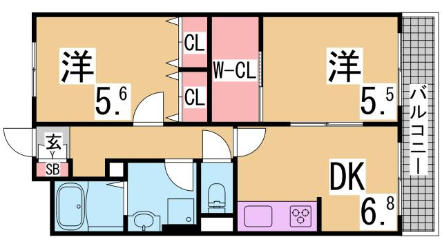 神戸市長田区若松町１１丁目の賃貸マンションの間取り