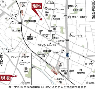 【地図】 | 府中市西府町3-39-32付近