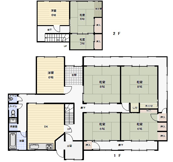 西伯郡伯耆町上細見　中古戸建の間取り|8DKとなっております。