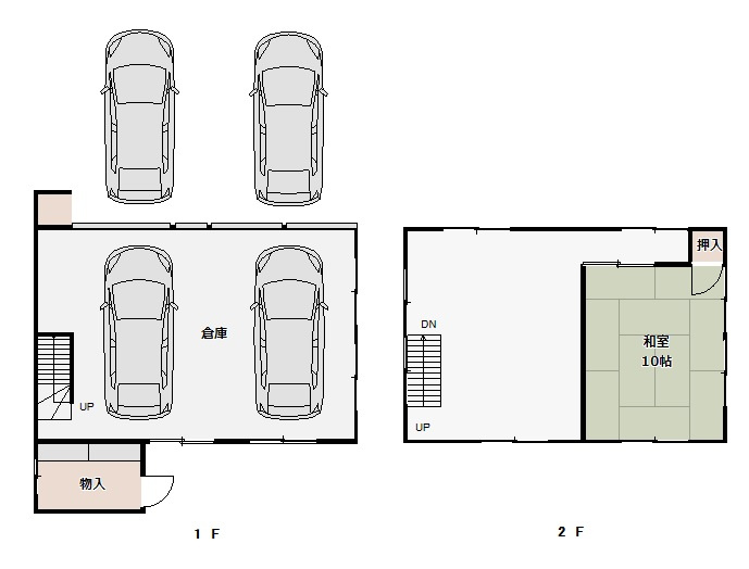西伯郡伯耆町上細見　中古戸建の区画図|シャッター付倉庫間取りとなっております。