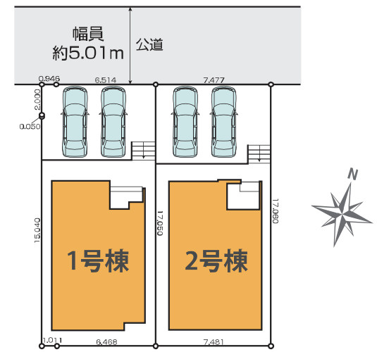 【仲介手数料無料】所沢市中新井9期全2棟1号棟　所沢市の新築住宅なら西武ハウジングの区画図