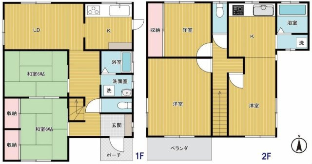 高崎市井野町　中古住宅の間取り|二世帯住宅仕様♪南向きの5LDK+Kで陽当たり良好な間取りです！
土地面積132.21㎡、建物面積115.24㎡で十分な広さです！