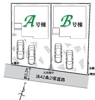 狭山東三ッ木５期　全２棟B棟　狭山市新築住宅は西武ハウジングの区画図