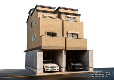 【外観パース】 | 新築戸建て/中野2棟現場 | 完成イメージ図