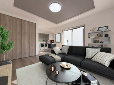 【居間・リビング】 | 【LDK　CG家具設置イメージ】
※画像内に含まれる家具家電はCGで作成したイメージです。実際の物件には付帯しません。