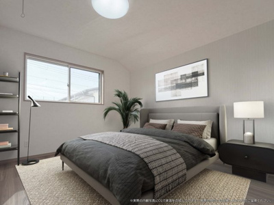 【寝室】 | 【主寝室　CG家具設置イメージ】
※画像内に含まれる家具家電はCGで作成したイメージです。実際の物件には付帯しません。