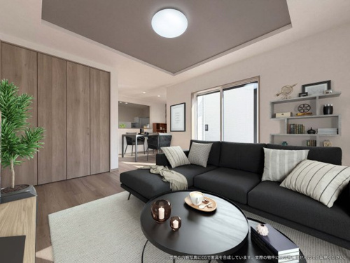 【居間・リビング】 | 【LDK　CG家具設置イメージ】
※画像内に含まれる家具家電はCGで作成したイメージです。実際の物件には付帯しません。