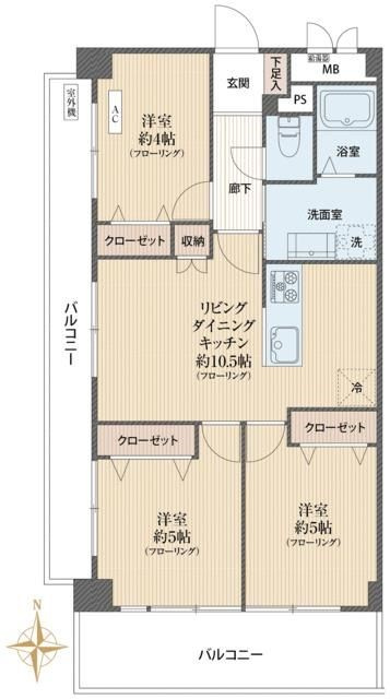 東村山市富士見町１丁目の中古マンションの間取り