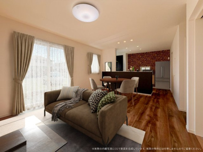 【居間・リビング】 | 【LDK　CG家具設置イメージ】
※画像に含まれる家具家電はCGで作成したイメージです。実際の物件には付帯しません。