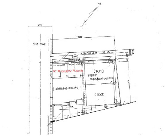 熊谷市石原の倉庫|駐車場配置図
