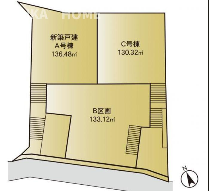 旭区川井本町新築戸建の区画図