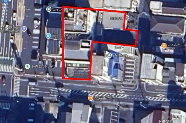 津山市田町　病院跡売地の地図