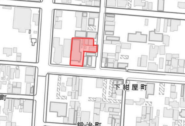 津山市田町　病院跡売地の地図