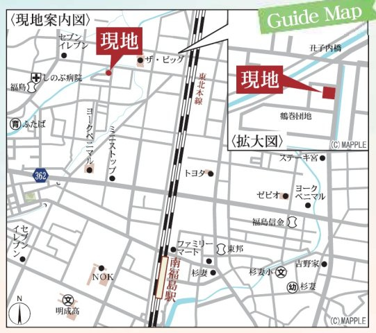 新築戸建・建売　福島市大森字鶴巻　Livele Garden　全1棟の地図