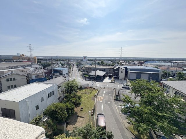 日商岩井三郷マンションの展望|バルコニーからの眺めです。天気が良いとスカイツリーが見えます！