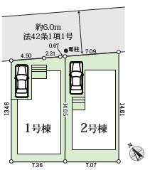 平塚市札場町8期　新築戸建　全2棟1号棟の区画図