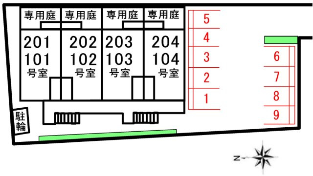 ハイツ・林の区画図|駐車場