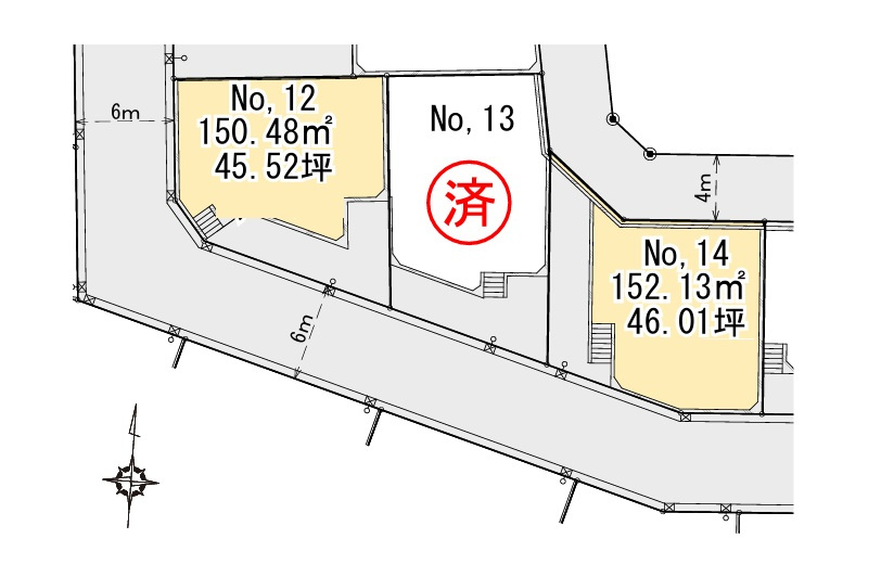 藤沢市打戻　建築条件なし　売地　区画12の土地図|販売区画図◇