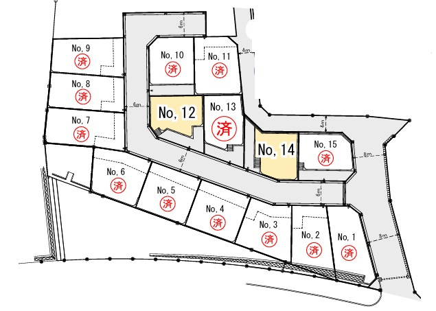 藤沢市打戻　建築条件なし　売地　区画14の区画図|区画図◇