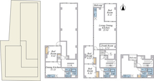 【完成予想図】 | 店舗付1棟マンション参考プラン（建物面積442.21平米）