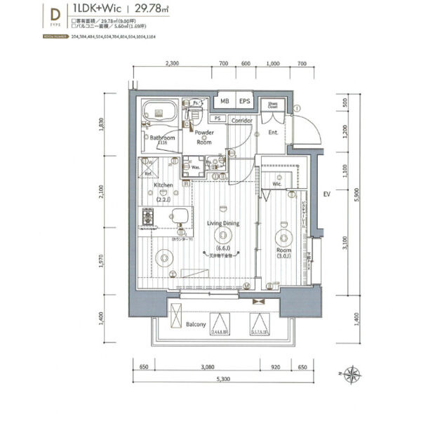 エステムコート名古屋新栄Ⅵ アートテラスの間取り